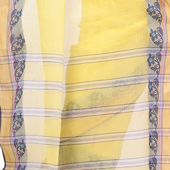 Yellow Hand Woven Cotton Saree Without Blouse 4