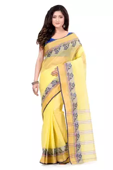 Yellow Hand Woven Cotton Saree Without Blouse