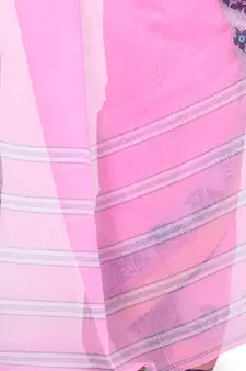 Pink Hand Woven Cotton Saree Without Blouse