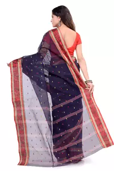 Blue Hand Woven Cotton Saree Without Blouse
