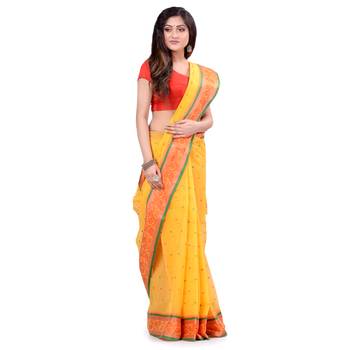 Yellow Hand Woven Cotton Saree Without Blouse 1