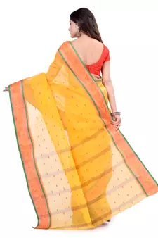 Yellow Hand Woven Cotton Saree Without Blouse