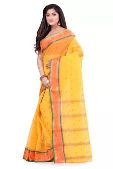 Yellow Hand Woven Cotton Saree Without Blouse