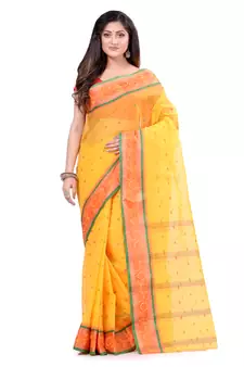 Yellow Hand Woven Cotton Saree Without Blouse