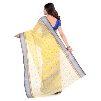 Yellow Hand Woven Cotton Saree Without Blouse 2