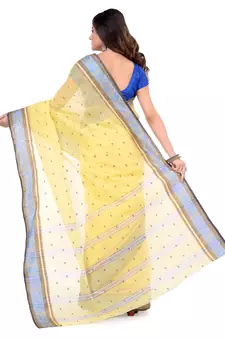 Yellow Hand Woven Cotton Saree Without Blouse