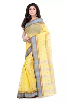 Yellow Hand Woven Cotton Saree Without Blouse
