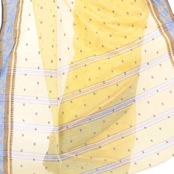Yellow Hand Woven Cotton Saree Without Blouse 4