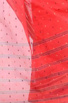 Red Hand Woven Cotton Saree Without Blouse