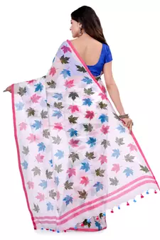 Multicolor Hand Woven Cotton Saree Without Blouse
