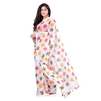 Multicolor Hand Woven Cotton Saree Without Blouse 1