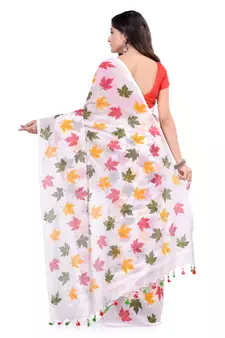 Multicolor Hand Woven Cotton Saree Without Blouse