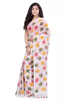 Multicolor Hand Woven Cotton Saree Without Blouse