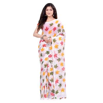 Multicolor Hand Woven Cotton Saree Without Blouse 5
