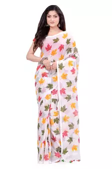 Multicolor Hand Woven Cotton Saree Without Blouse