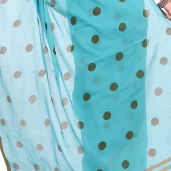 Blue Hand Woven Cotton Saree Without Blouse 4