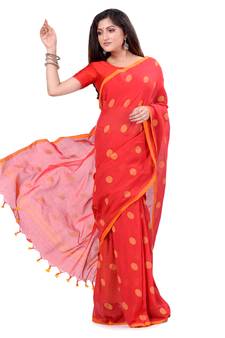 Multicolor Hand Woven Cotton Saree Without Blouse