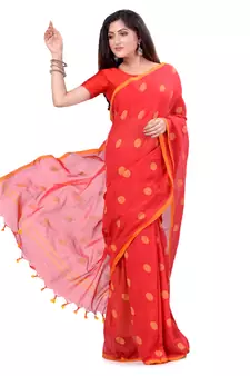 Multicolor Hand Woven Cotton Saree Without Blouse