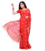 Multicolor Hand Woven Cotton Saree Without Blouse