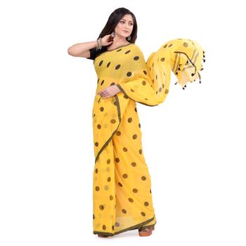 Multicolor Hand Woven Cotton Saree Without Blouse 1