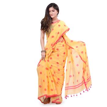 Multicolor Hand Woven Cotton Saree Without Blouse 1