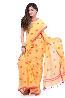 Multicolor Hand Woven Cotton Saree Without Blouse