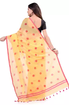 Multicolor Hand Woven Cotton Saree Without Blouse