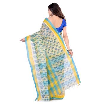 Multicolor Hand Woven Cotton Saree Without Blouse 2