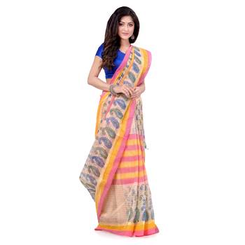 Multicolor Hand Woven Cotton Saree Without Blouse 1