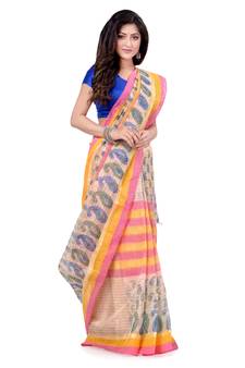 Multicolor Hand Woven Cotton Saree Without Blouse