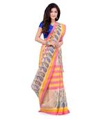 Multicolor Hand Woven Cotton Saree Without Blouse