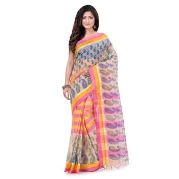 Multicolor Hand Woven Cotton Saree Without Blouse 5