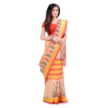 Multicolor Hand Woven Cotton Saree Without Blouse 1