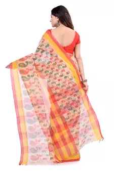 Multicolor Hand Woven Cotton Saree Without Blouse