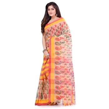 Multicolor Hand Woven Cotton Saree Without Blouse 3