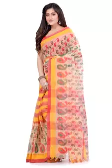 Multicolor Hand Woven Cotton Saree Without Blouse