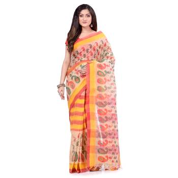 Multicolor Hand Woven Cotton Saree Without Blouse 5