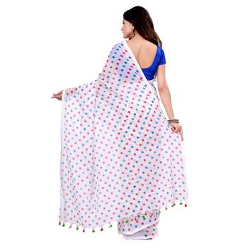 Multicolor Hand Woven Cotton Saree Without Blouse 2