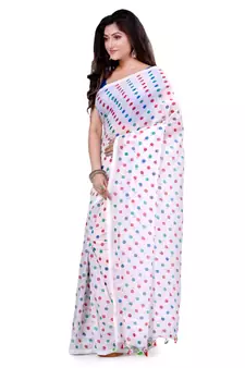 Multicolor Hand Woven Cotton Saree Without Blouse