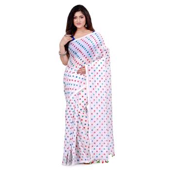 Multicolor Hand Woven Cotton Saree Without Blouse 5