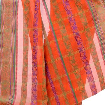 Orange Hand Woven Cotton Saree Without Blouse 4