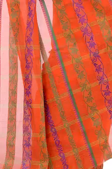 Orange Hand Woven Cotton Saree Without Blouse
