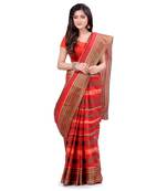 Red Hand Woven Cotton Saree Without Blouse