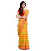 Yellow Hand Woven Cotton Saree Without Blouse