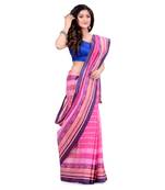 Pink hand woven cotton saree 