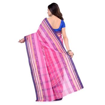 Pink hand woven cotton saree  2