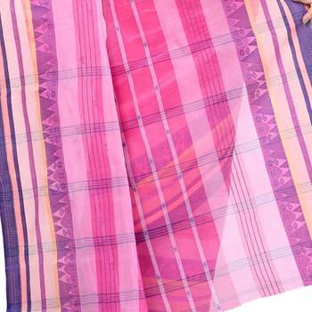 Pink hand woven cotton saree  4