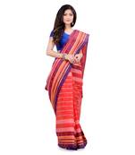 Red hand woven cotton saree 