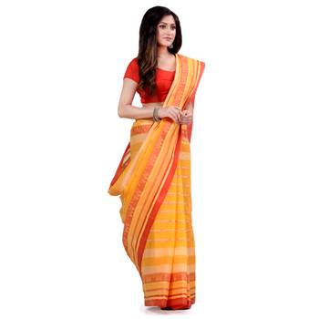 Yellow hand woven cotton saree  1