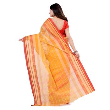 Yellow hand woven cotton saree  2